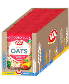 AXA Каша вівсяна без цукру Полуниця-Банан-Вершки упаковка 20шт*40 г
