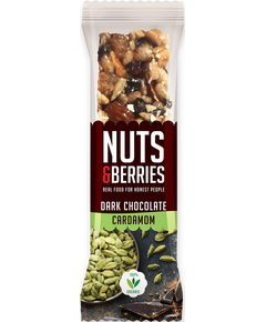 Батончик горіховий Чорний Шоколад-Кардамон органічний Nuts&Berries 30 г