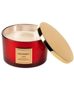 Aromatherapy Свічка ароматична 3 гноти Яблуко та Кориця 35год горіння Червона