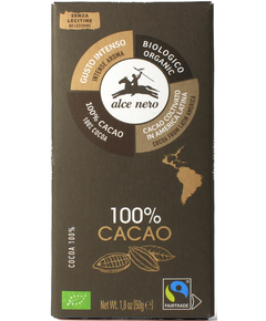 Alce Nero Шоколад чорний 100% Какао з Латинської Америки органічний 50 г