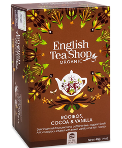 Чай травʼяний Ройбуш Шоколад-Ваніль органічний English Tea Shop пакетований 20шт*2 г