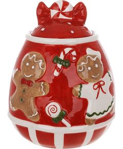 Банка для зберігання Пряникові Чоловічки червона 600 мл