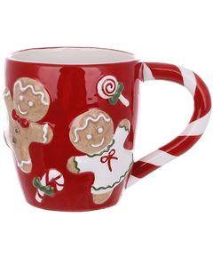 Чашка новорічна Пряникові Чоловічки червона 400 мл