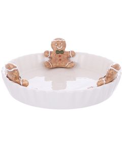 Блюдо сервірувальне новорічне Пряникові Чоловічки біле 23,2 см