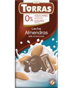 Torras Шоколад без цукру молочний Мигдаль 75 г