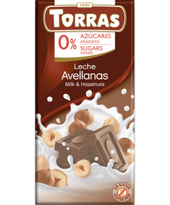 Torras Шоколад без цукру молочний Фундук 75 г