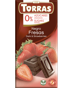 Torras Шоколад без цукру чорний Полуниця веганський 75 г