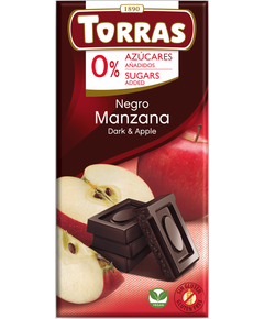 Torras Шоколад без цукру чорний Яблуко веганський 75 г