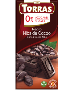 Torras Шоколад без цукру чорний Какао-Боби веганський 75 г