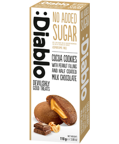 Diablo Печиво без цукру шоколадне Карамель-Арахіс в молочному шоколаді 110 г