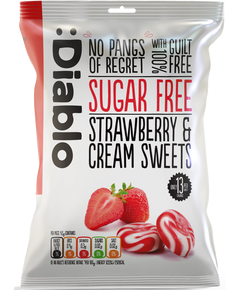 Diablo Цукерки карамельні без цукру Полуниця та Вершки 75 г