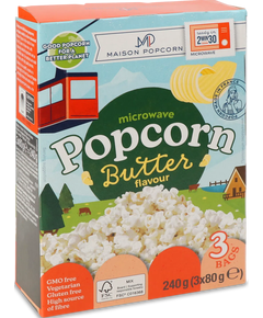 Maison Popcorn Попкорн Вершкове Масло для мікрохвильвої печі упаковка 3шт*80 г