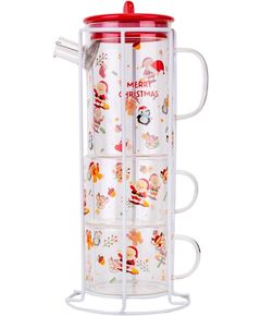 Різдвяний чайний набір Merry Christmas Чайник 450 мл + 2 Чашки по 250 мл Червоний