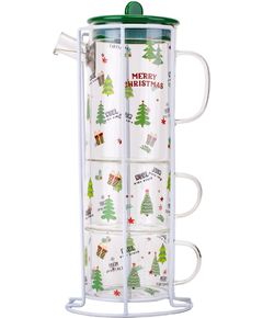 Різдвяний чайний набір Merry Christmas Чайник 450 мл + 2 Чашки по 250 мл Зелений