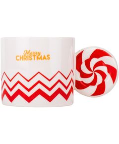 Чашка різдвяна керамічна Merry Christmas Цукровий Льодяник 390 мл Біло-Червона