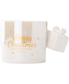Чашка новорічна керамічна Merry Christmas and Happy New Year 350 мл Біла