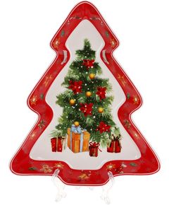 Блюдо порцелянове новорічне Ялинка Червона 30,5 см