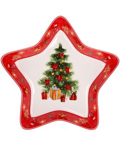Блюдо порцелянове новорічне Зірка Червона 28 см