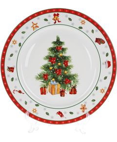 Тарілка обідня порцелянова новорічна Різдвяна Класика з Ялинкою 26,7 см