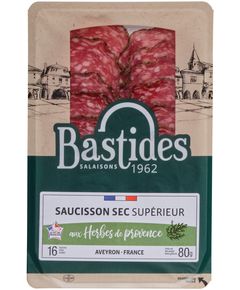 Bastides Ковбаса суха Французька з прованськими травами нарізана слайсами 80 г