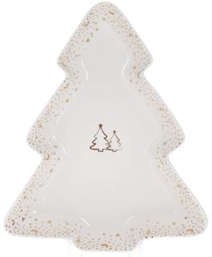 Блюдо для подачі у формі ялинки порцелянове новорічне Біла Зима 30,5 см