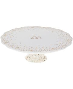 Підставка для торта та десертів новорічна порцелянова Білосніжна Зима 25 см