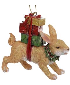 Ялинкова іграшка Заєць з подарунками 9,5 см