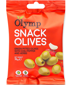 Olymp Оливки зелені без кісточки з перцем Чилі та травами 70 г