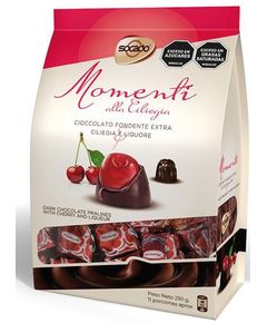 Socado Цукерки шоколадні праліне з чорного шоколаду Вишня в лікері 250 г