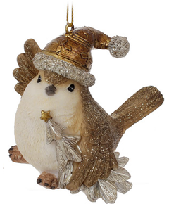 Ялинкова іграшка Пташеня в шапочці з ялинкою 11,5 см