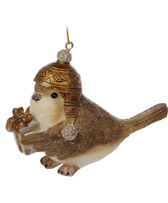 Ялинкова іграшка Пташеня в шапочці з подарунком 11,5 см