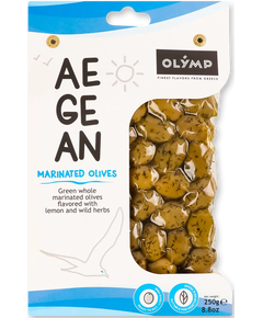 Olymp Оливки зелені з кісточкою мариновані з лимоном та травами Егейські 250 г