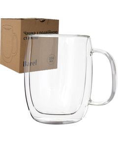 Чашка з подвійними стінками скляна Barel 350 мл