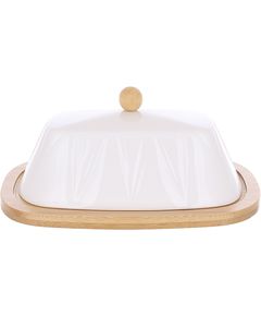 Маслянка порцелянова на бамбуковій підставці Naturel Grace 14,5 см