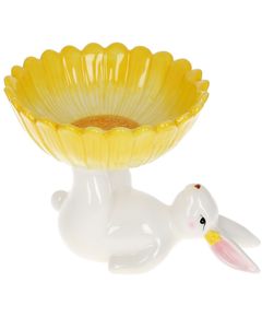 Підставка з фігурою кролика Пасхальний Кролик з Квіткою жовтою 20 см