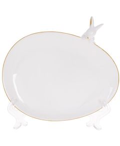 Блюдо для подачі керамічне Кролик біло-золоте 17 см