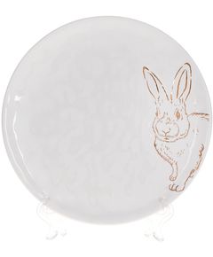 Тарілка керамічна Кролик біло-золота 21,5 см