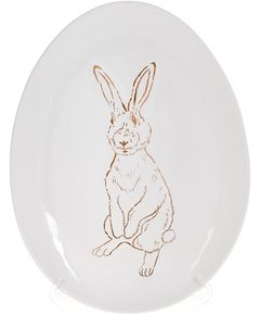 Блюдо для подачі керамічне Кролик біло-золоте 27 см
