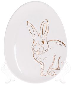 Блюдо для подачі керамічне Кролик біло-золоте 16,5 см