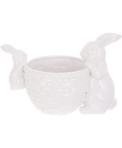 Цукерниця керамічна-кашпо Зайчики в Кошику біла 700 мл