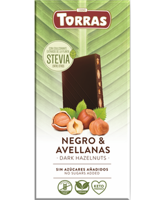 Torras Stevia Шоколад без цукру чорний Фундук веганський 125 г