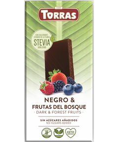 Torras Stevia Шоколад без цукру чорний Лісові Ягоди веганський 125 г