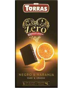 Torras Zero Шоколад без цукру чорний Апельсин веганський 125 г
