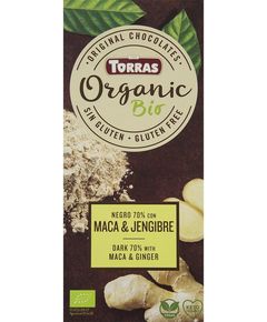 Torras Шоколад чорний 70% Какао Мака-Імбир веганський органічний 100 г