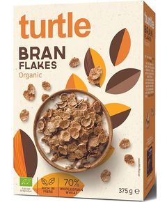Turtle Пластівці пшеничні цільнозернові з висівками органічні 375 г