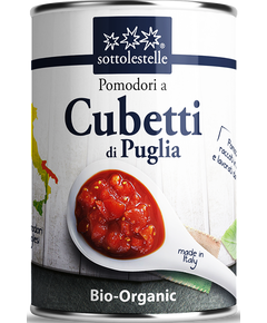 Sottolestelle Томати з Пулії подрібнені кубиками у власному соку органічні 400 г