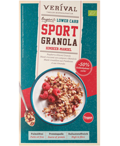 Гранола Протеїнова з малиною та мигдалем веганська органічна Verival 400 г