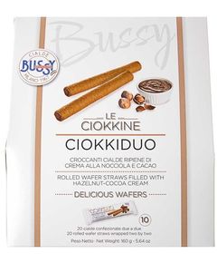 Вафельні трубочки з какао-горіховим кремом Чоккі-Дуо Bussy 160 г