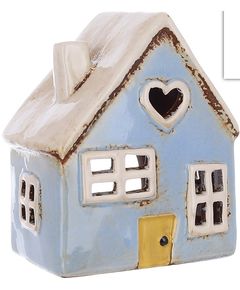 Свічник керамічний Будиночок Блакитний 13 см