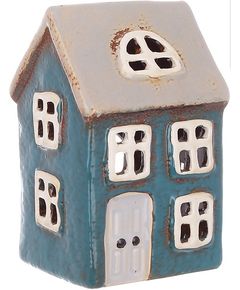 Свічник керамічний Будиночок Синій 12 см